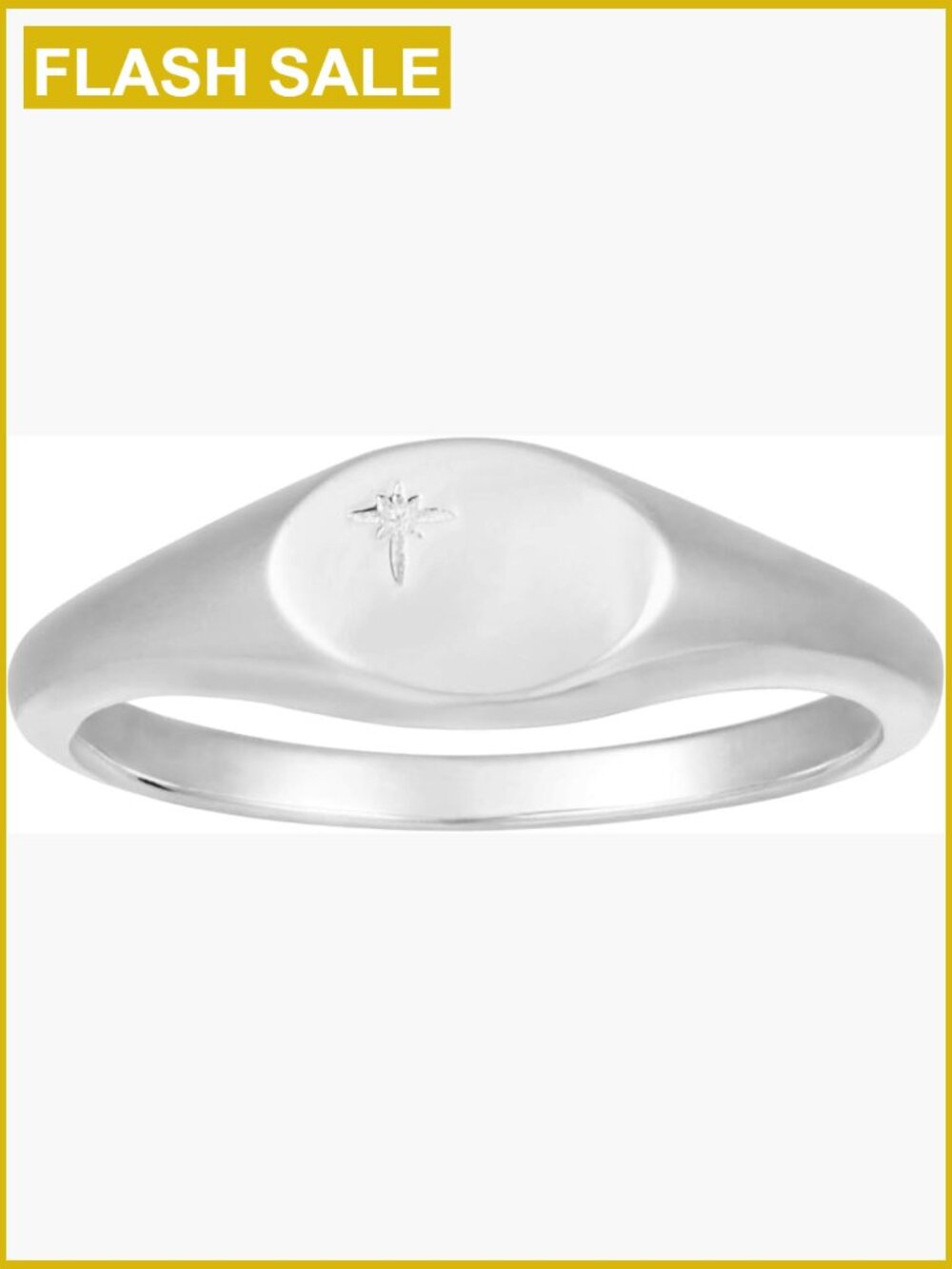Stacking Ring 18K Gold Plated Square Signet Pinky Ring Dainty North Star Oval